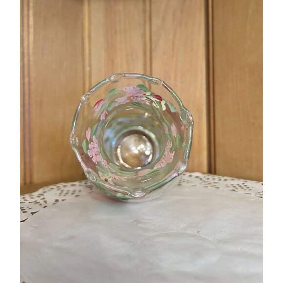 Vintage Waverly Garden Room Cottage Collection Hand Painted Glass Vase - Picture 3 of 7